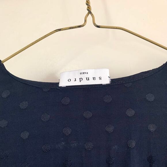 Sandro Claudia Shirred Polka Dot Mini Dress Marine (Please Read) - Picture 15 of 16